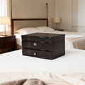 11.7 In. Brown Wooden Jewelry Box With Mirror, Lockable Multi-layer Jewelry Organizer With Velvet Lining And Drawer Storage