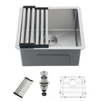 19x17 in Undermount/Drop In Stainless Steel Kitchen Sink - Silver | X-shaped Drainage, Quiet Soundproof, Anti-Condensation Coating, Easy to Clean Corners, Scratch & Stain Resistant