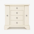 10 In. Cream White Wooden Jewelry Box With Mirror, Necklace Hooks, Velvet Lining And 3 Drawers