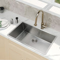 32x19in Undermount/Drop in Kitchen Sink 304 Stainless Steel Single Bowl | 16 Gauge Steel, R10 Rounded Corners, 10 Inch Deep Basin, Rust & Dent Resistant, Flat Rim Design