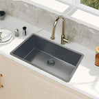 32" Stainless Steel Kitchen Sink, 10" Deep Single Undermount Sink - Grey | T304 Steel, True 16-Gauge, 10-Inch Deep Basin, Easy-Clean R10 Corners, Reinforced 3mm Rim, Dual-Mount Installation