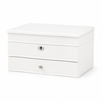 11.7 In. White Wooden Jewelry Box With Mirror, Lockable Multi-layer Jewelry Organizer With Velvet Lining And Drawer Storage