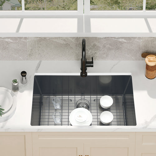 32" Stainless Steel Kitchen Sink, 10" Deep Single Undermount Sink - Grey | T304 Steel, True 16-Gauge, 10-Inch Deep Basin, Easy-Clean R10 Corners, Reinforced 3mm Rim, Dual-Mount Installation