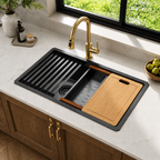 32" x 19" Stainless Steel Single Bowl Kitchen Sink w/Accessories | 10" Deep Bowl, 5-Piece Accessories, Drop in, Undermount Sink, Workstation Sink