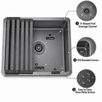 19" Stainless Steel Kitchen Sink, Deep Single Bar Sink - Grey | X-shaped Drainage, Quiet Soundproof, Anti-Condensation Coating, Easy to Clean Corners, Scratch & Stain Resistant