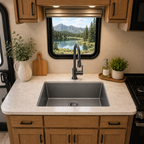 19" Stainless Steel Kitchen Sink, Deep Single Bar Sink - Grey | X-shaped Drainage, Quiet Soundproof, Anti-Condensation Coating, Easy to Clean Corners, Scratch & Stain Resistant