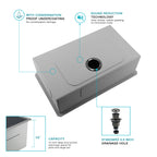 32" Stainless Steel Kitchen Sink, 10" Deep Single Undermount Sink - Grey | T304 Steel, True 16-Gauge, 10-Inch Deep Basin, Easy-Clean R10 Corners, Reinforced 3mm Rim, Dual-Mount Installation