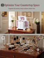 White Jewelry Box with Pink Velvet Lining，4 layer jewelry organizer box and attached 2 side doors,jewelry organizer wooden for rings, necklaces and earrings.