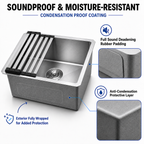 19x17 in Undermount/Drop In Stainless Steel Kitchen Sink - Silver | X-shaped Drainage, Quiet Soundproof, Anti-Condensation Coating, Easy to Clean Corners, Scratch & Stain Resistant