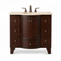 40'' Traditional Single Bathroom Vanity Set with Undermount Sink, Dark Brown Freestanding Bathroom Cabinet with 7 Drawers and Double-Door Storage