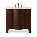 40'' Traditional Single Bathroom Vanity Set with Undermount Sink, Dark Brown Freestanding Bathroom Cabinet with 7 Drawers and Double-Door Storage