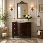 40'' Traditional Single Bathroom Vanity Set with Undermount Sink, Dark Brown Freestanding Bathroom Cabinet with 7 Drawers and Double-Door Storage