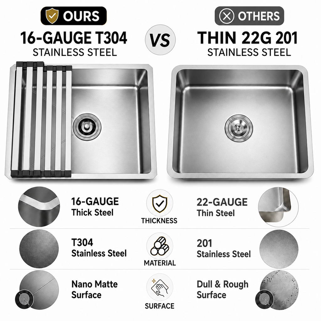 19x17 in Undermount/Drop In Stainless Steel Kitchen Sink - Silver | X-shaped Drainage, Quiet Soundproof, Anti-Condensation Coating, Easy to Clean Corners, Scratch & Stain Resistant