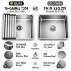 19x17 in Undermount/Drop In Stainless Steel Kitchen Sink - Silver | X-shaped Drainage, Quiet Soundproof, Anti-Condensation Coating, Easy to Clean Corners, Scratch & Stain Resistant