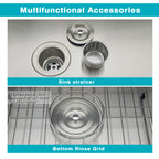 32x19in Undermount/Drop in Kitchen Sink 304 Stainless Steel Single Bowl | 16 Gauge Steel, R10 Rounded Corners, 10 Inch Deep Basin, Rust & Dent Resistant, Flat Rim Design