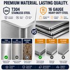 Stainless Steel Kitchen Sink 32" x 19" with Accessories | 10" Deep Bowl, Includes Cutting Board, Roll-Up Drying Rack, Bottom Rinse Grid, Polished Finish, Undermount Sink, drop in sink