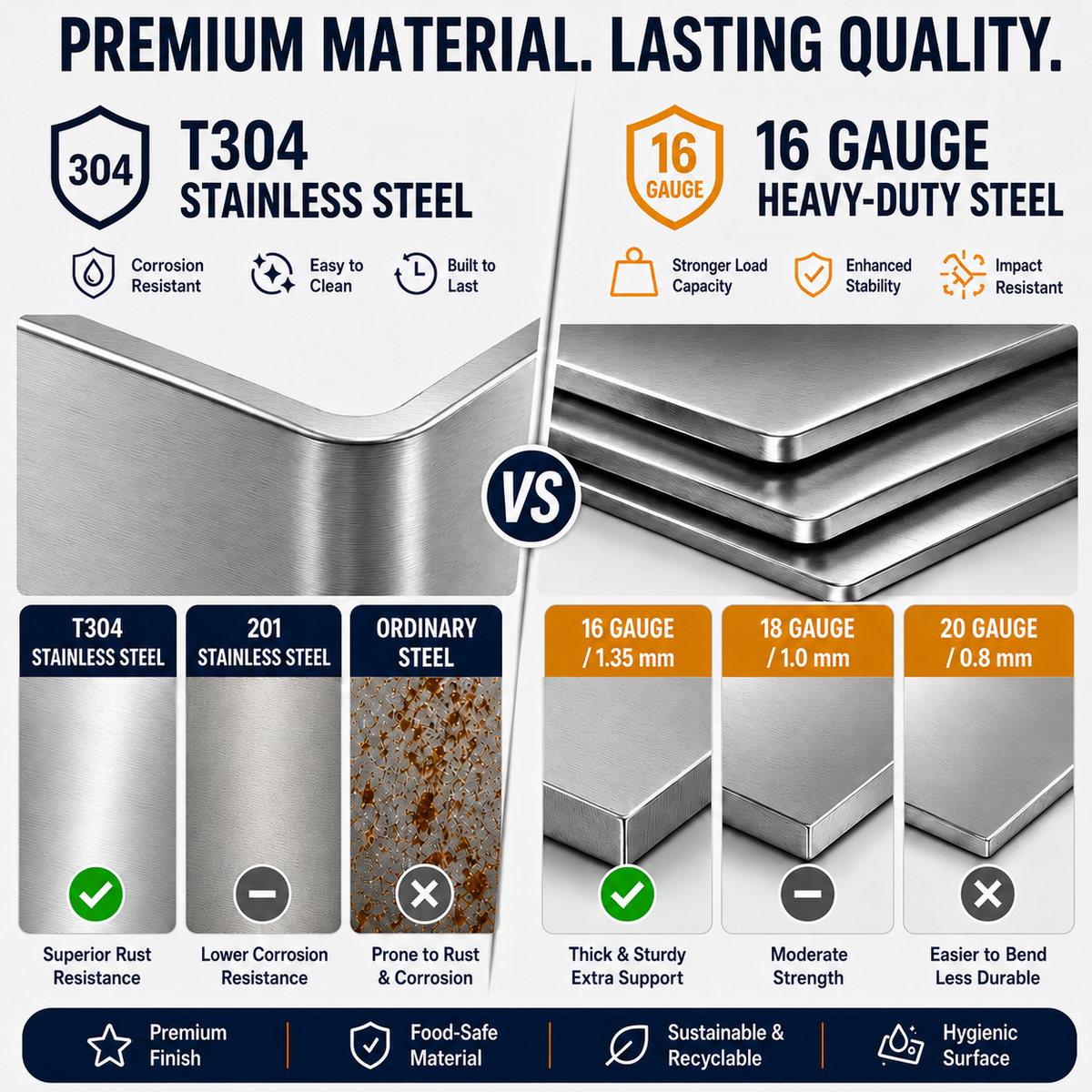 Stainless Steel Kitchen Sink 32" x 19" with Accessories | 10" Deep Bowl, Includes Cutting Board, Roll-Up Drying Rack, Bottom Rinse Grid, Polished Finish, Undermount Sink, drop in sink
