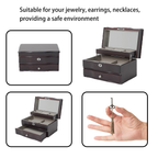11.7 In. Brown Wooden Jewelry Box With Mirror, Lockable Multi-layer Jewelry Organizer With Velvet Lining And Drawer Storage