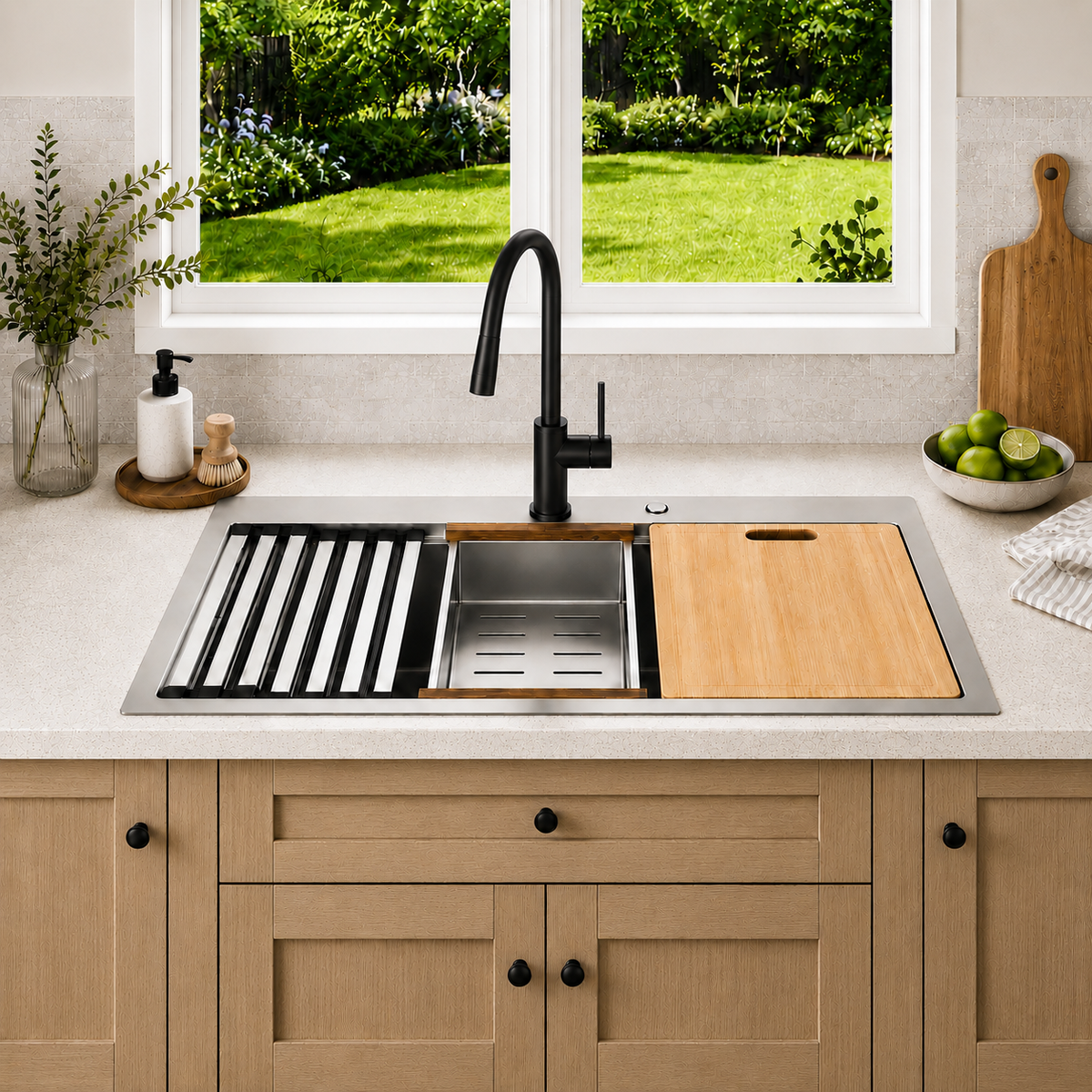 30x22 Inch 304 Stainless Steel Drop-In Single Bowl Kitchen Sink - Silver | 10" Deep Bowl, X-Shaped Drainage, Soundproof Coating, Accessories Included, R10 Rounded Corner