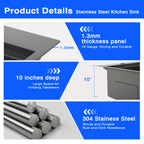 33 Inch Black Drop In Workstation Sink with Sliding Accessories | 33x22 Inch Top Mount Sink Stainless Steel 16 Gauge 10" Deep Single Bowl with Cutting Board& Strainer