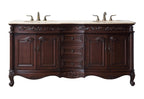 72'' Traditional Double Bathroom Vanity with Top and Undermount Sinks, Dark Brown Freestanding Vanity with 3 Drawers and 4 Doors