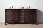 72'' Traditional Double Bathroom Vanity with Top and Undermount Sinks, Dark Brown Freestanding Vanity with 3 Drawers and 4 Doors
