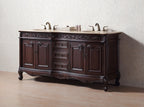 72'' Traditional Double Bathroom Vanity with Top and Undermount Sinks, Dark Brown Freestanding Vanity with 3 Drawers and 4 Doors