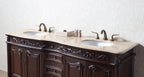 72'' Traditional Double Bathroom Vanity with Top and Undermount Sinks, Dark Brown Freestanding Vanity with 3 Drawers and 4 Doors