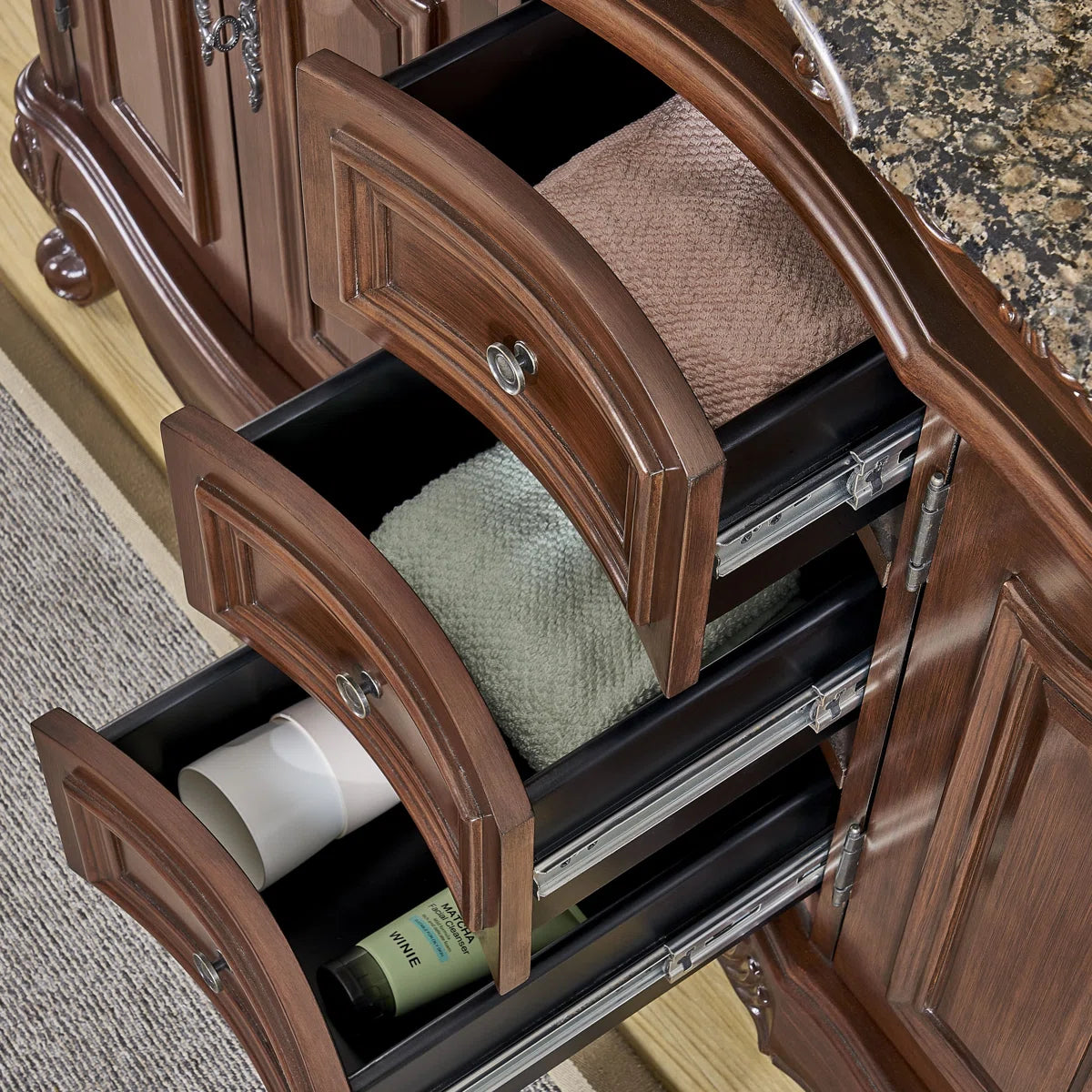 Gilliam 60'' Double Bathroom Vanity with Granite Top