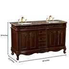 Gilliam 60'' Double Bathroom Vanity with Granite Top