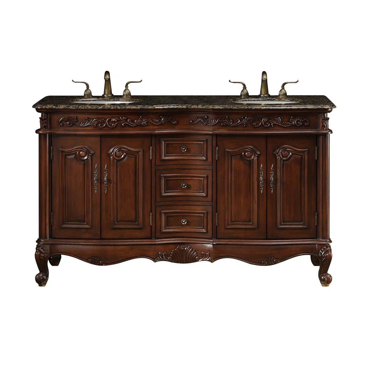 Gilliam 60'' Double Bathroom Vanity with Granite Top