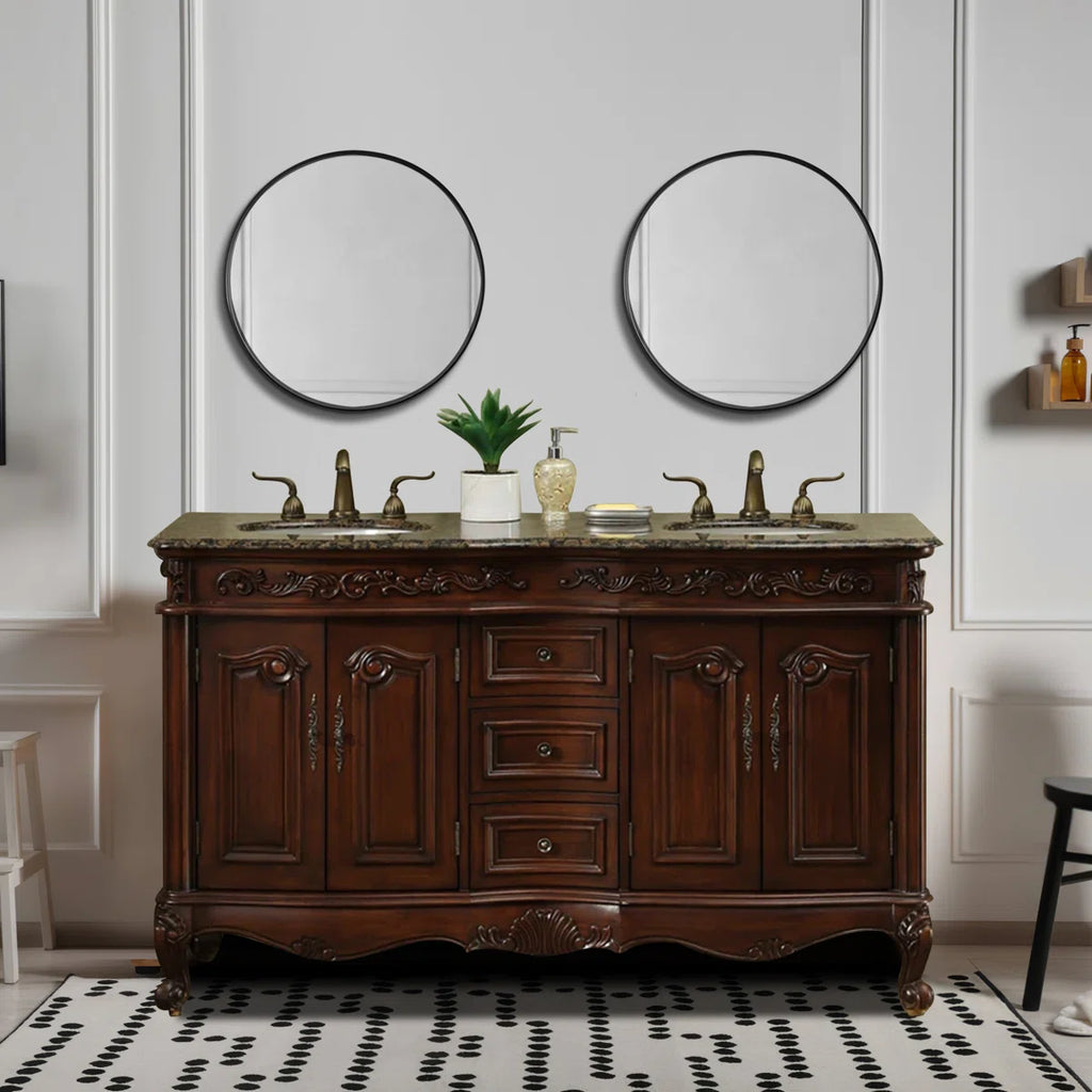 Gilliam 60'' Double Bathroom Vanity with Granite Top