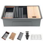 32" x 19" Stainless Steel Single Bowl Kitchen Sink w/Accessories | 10" Deep Bowl, 5-Piece Accessories, Drop in, Undermount Sink, Workstation Sink