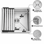 19x17 in Undermount/Drop In Stainless Steel Kitchen Sink - Silver | X-shaped Drainage, Quiet Soundproof, Anti-Condensation Coating, Easy to Clean Corners, Scratch & Stain Resistant