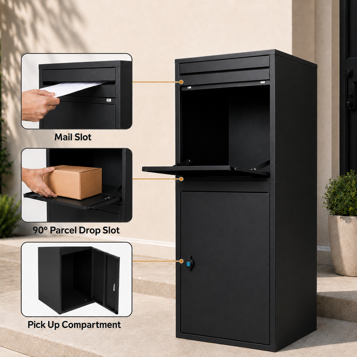 Package delivery Boxes for Outside - Black