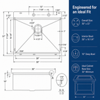 32" x 19" Stainless Steel Single Bowl Kitchen Sink w/Accessories | 10" Deep Bowl, 5-Piece Accessories, Drop in, Undermount Sink, Workstation Sink