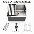 19x17 in Undermount/Drop In Stainless Steel Kitchen Sink - Silver | X-shaped Drainage, Quiet Soundproof, Anti-Condensation Coating, Easy to Clean Corners, Scratch & Stain Resistant