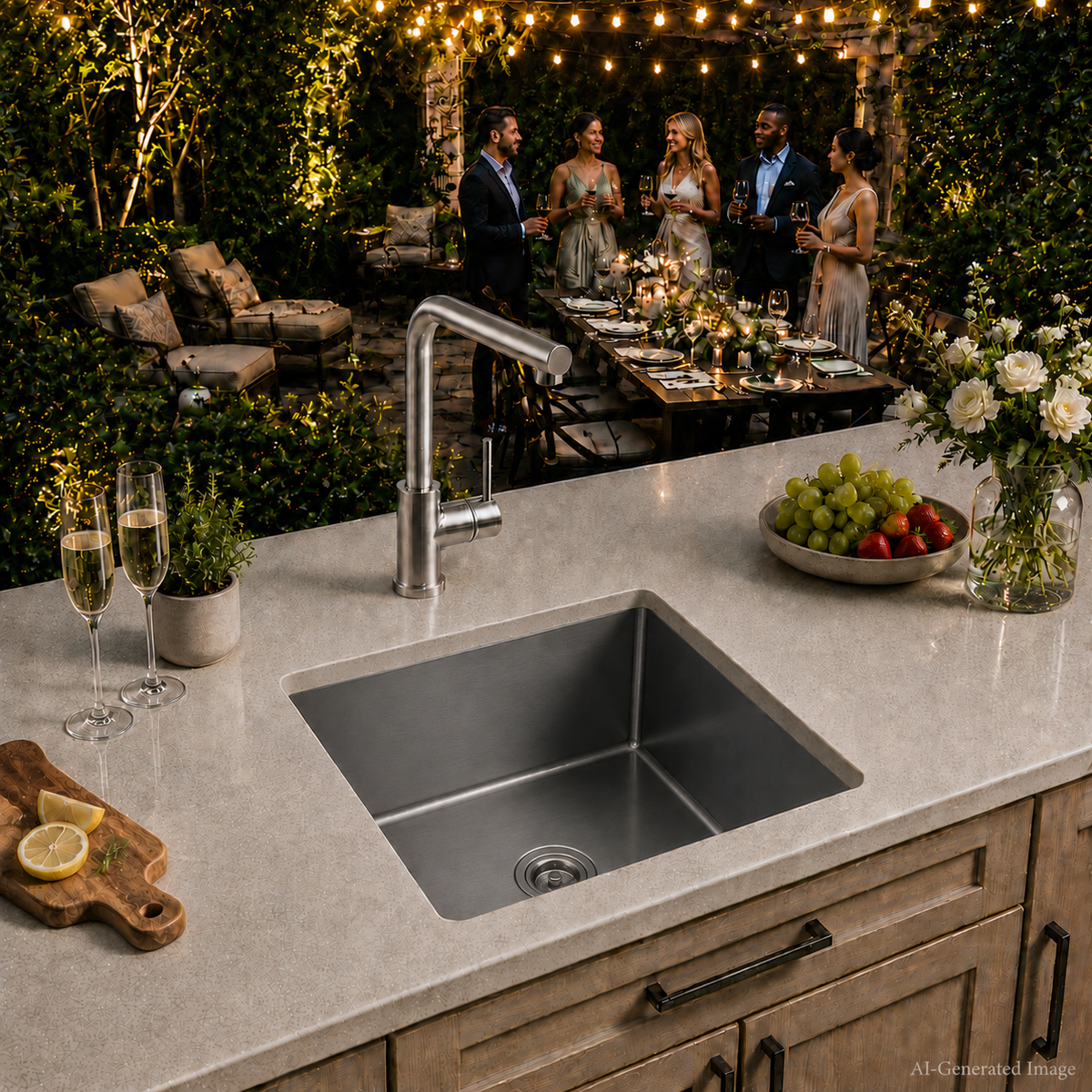 19x17 in Undermount/Drop In Stainless Steel Kitchen Sink - Silver | X-shaped Drainage, Quiet Soundproof, Anti-Condensation Coating, Easy to Clean Corners, Scratch & Stain Resistant
