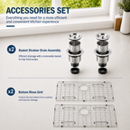 33" Stainless Steel Double Bowl Kitchen Sink - Undermount/Drop In Sink | R10 Corner Radius, 10" Deep Bowl, X-shaped Drainage, Noise-reducing, moisture-resistant, scratch resistant